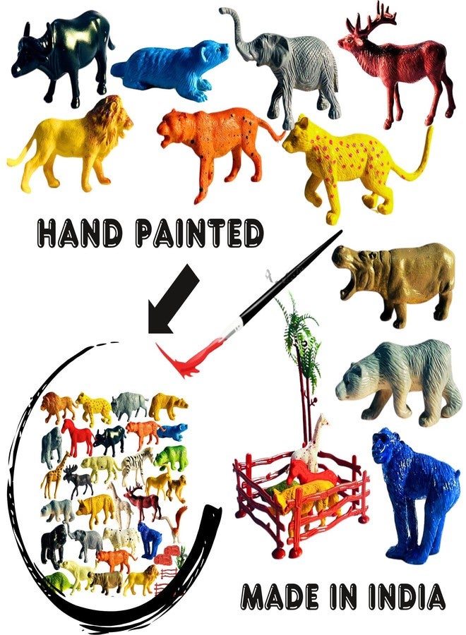 Mallexo Forest Animals Set for Kids Unbreakable Toys 39PCs Mixed Jungle Farm Animal Figure Set Mid Size Birthday Return Gifts Safari Animal Tigar, Lion, Giraffe and More (Jungle_Animal) - Image 4